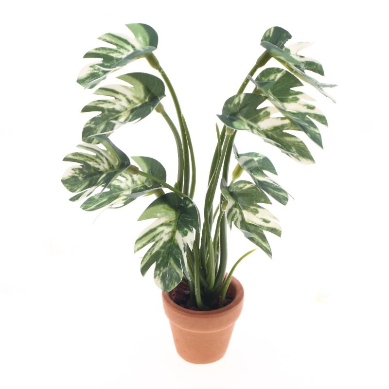 Bonsai Garden Ornaments - Yeni.1PC 1/12 Dollhouse Simülasyon Monstera Yeşil